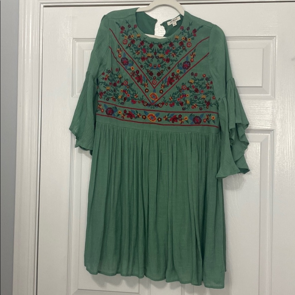 COPY - Umgee Green Embroidered Dress